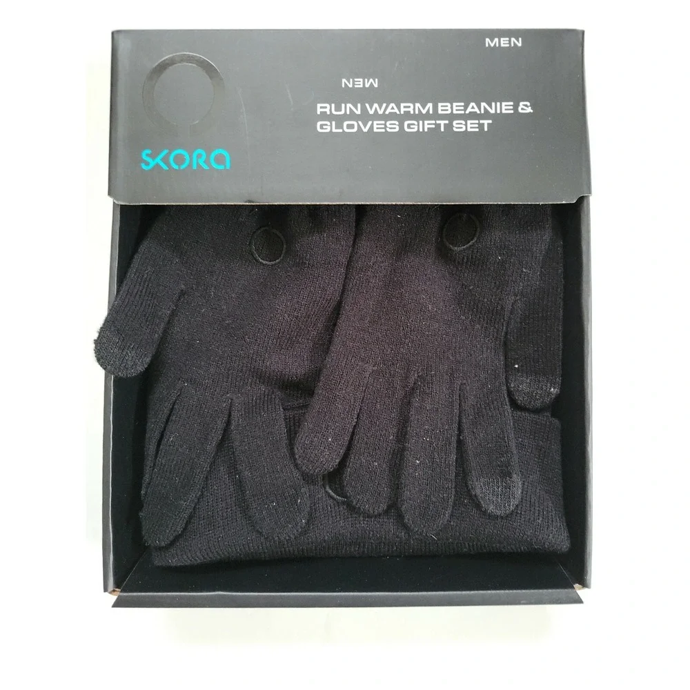 Skora Mens Cold Weather Knit Beanie And Tech Glove Set‎ One Size Black One Size